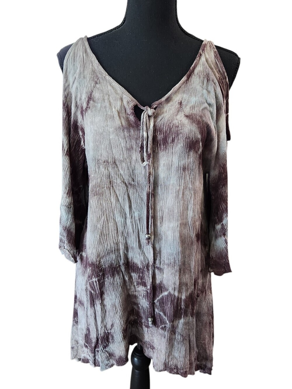 Vocal Tie Dye Cold Shoulder Tunic Top Mini Dress Sz S